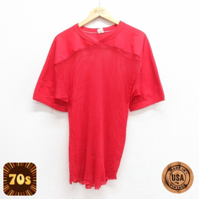 【50%OFF】ラッセル 70s 半袖Tシャツ Vネック レッド M | 古着