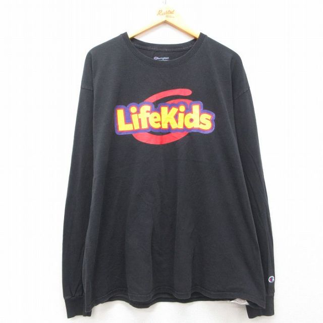 【50%OFF】チャンピオン 長袖Tシャツ Life Kids ブラック XL | 古着