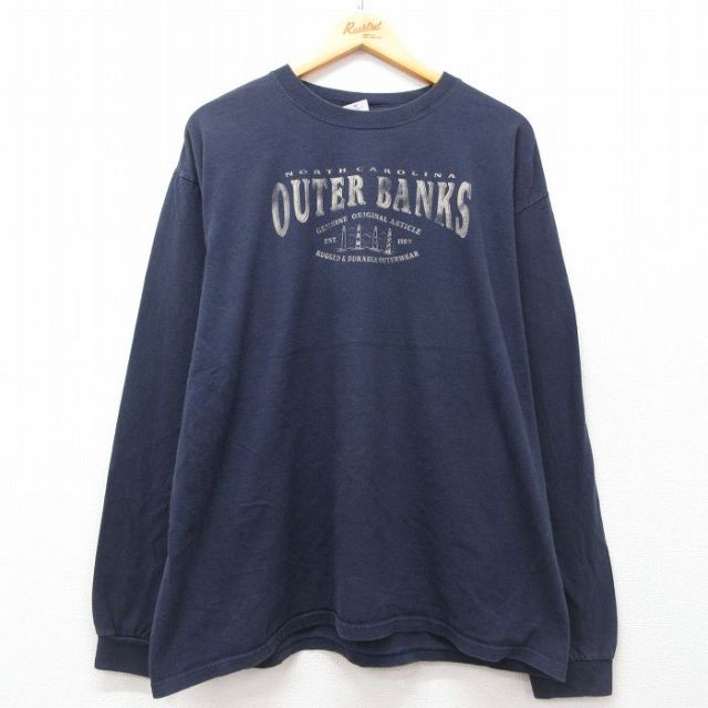 00s 長袖Tシャツ OUTER BANKS ネイビー XL | 古着