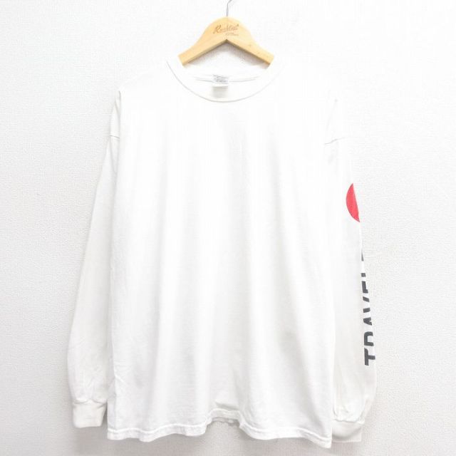XL★古着 長袖 ビンテージ Tシャツ メンズ 00年代 00s TRAVELERS 大きいサイズ コットン クルーネック 白 ホワイト 25jun24 中古