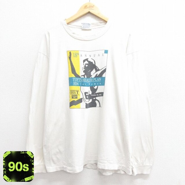 【50%OFF】リーボック 90s 長袖Tシャツ ハーフプラン ホワイト XL | 古着