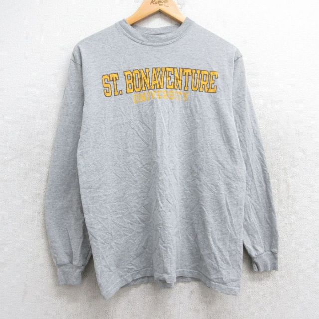 M★古着 チャンピオン Champion 長袖 ビンテージ Tシャツ メンズ 00年代 00s セントボナベンチャー 大学 クルーネック グレー 霜降り 25jun25 中古