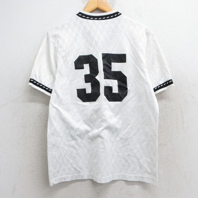 M★古着 半袖 ビンテージ サッカー Tシャツ メンズ 80年代 80s ウェルスレイ 35 Vネック USA製 白 ホワイト 25jun25 中古