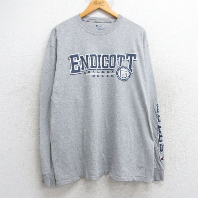 【50%OFF】XL★古着 チャンピオン Champion 長袖 Tシャツ メンズ エンディコット カレッジ クルーネック グレー 霜降り 25jun25 中古