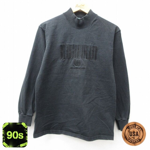 【50%OFF】ブレイクリーアイランド 90s 長袖Tシャツ 刺繍 ブラック S | 古着
