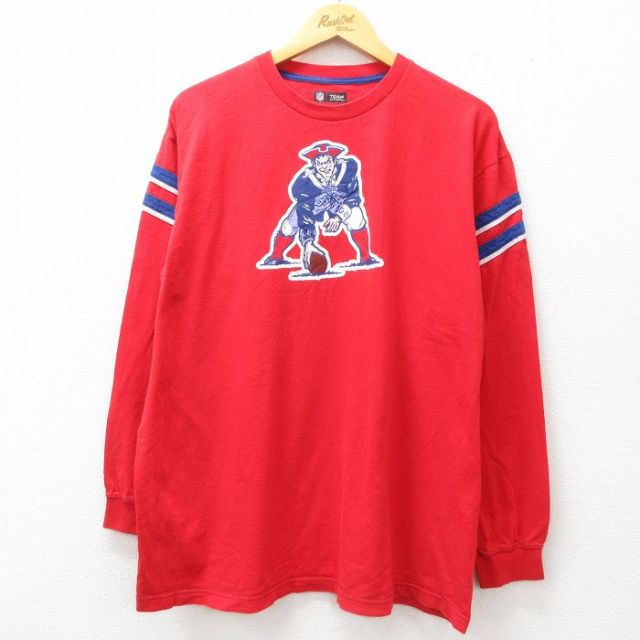 【50%OFF】NFL ニューイングランドペイトリオッツ 長袖Tシャツ アメフト レッド XL | 古着