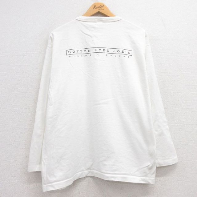 XL★古着 長袖 ビンテージ Tシャツ メンズ 90年代 90s COTTON コットン ヘンリーネック USA製 白 ホワイト 25jun27 中古