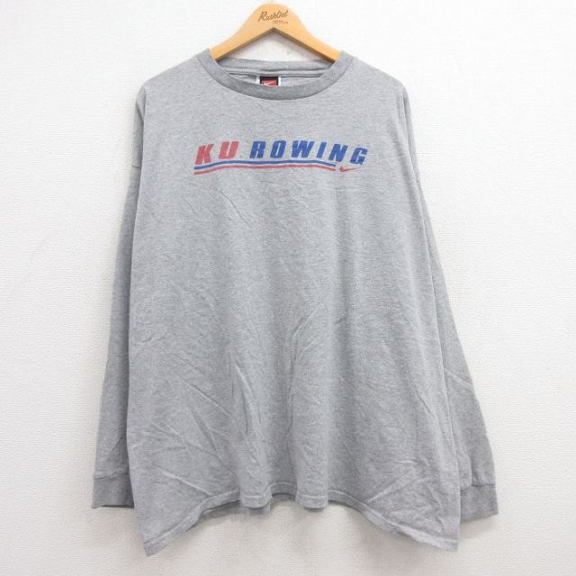 【50%OFF】ナイキ 00s 長袖Tシャツ KU ROWING グレー XL | 古着