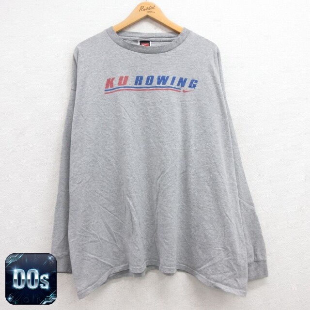 【50%OFF】ナイキ 00s 長袖Tシャツ KU ROWING グレー XL | 古着