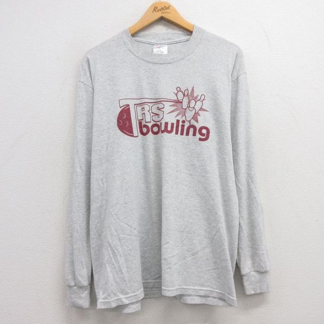XL★古着 ジャージーズ 長袖 ビンテージ Tシャツ メンズ 00年代 00s ボウリング クルーネック 薄グレー 霜降り 25jun27 中古