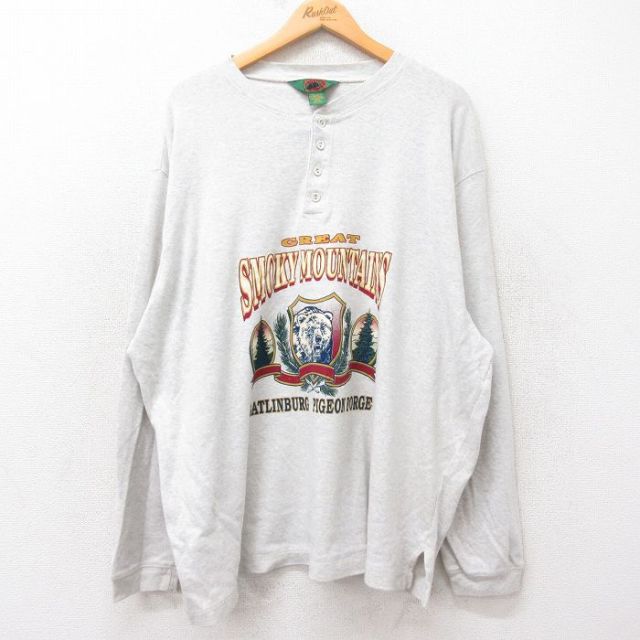 【50%OFF】ボストントレーダース 00s 長袖ヘンリーネックTシャツ グレートスモーキーマウンテンズ グレー XL | 古着