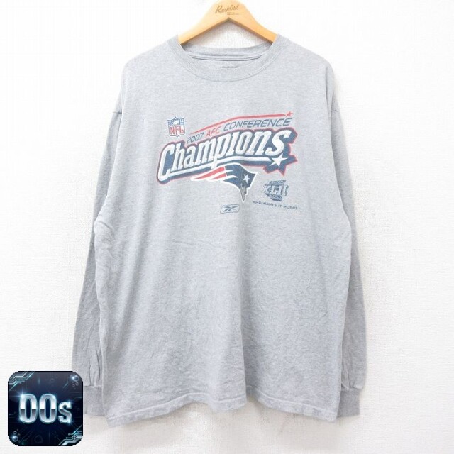 【50%OFF】リーボック 00s 長袖Tシャツ NFL ニューイングランドペイトリオッツ グレー XL | 古着