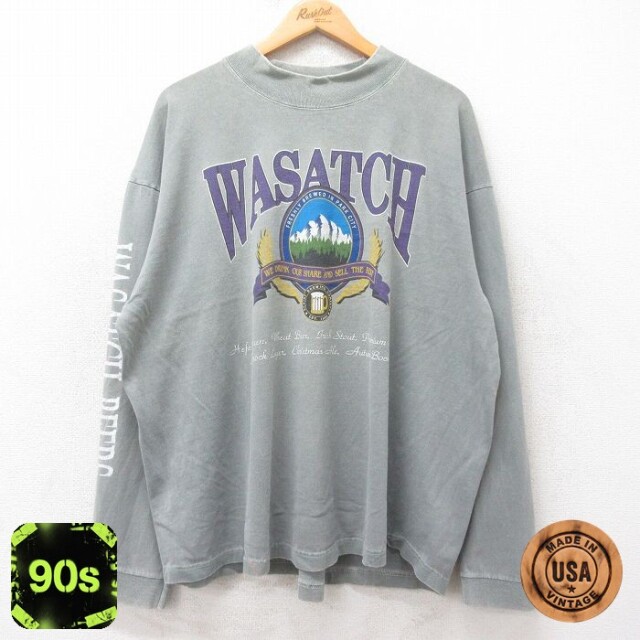 【50%OFF】90s 長袖Tシャツ WASATCH グリーン XL | 古着
