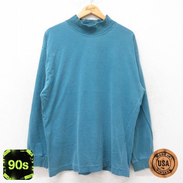 【50%OFF】90s 長袖Tシャツ モックネック グリーン XL | 古着