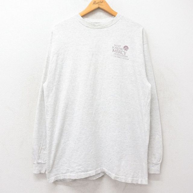【50%OFF】XL★古着 All Sport 長袖 ビンテージ Tシャツ メンズ 90年代 90s SAINT JOSEPH MERCY コットン クルーネック USA製 薄グレー 霜降り 25jun27 中古