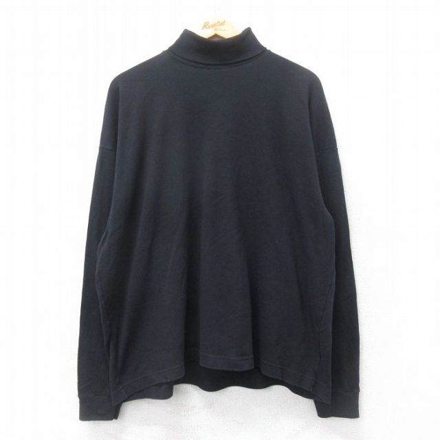 XL★古着 ピューリタン 長袖 ビンテージ Tシャツ メンズ 00年代 00s 無地 大きいサイズ コットン タートルネック ハイネック 黒 ブラック 25jun28 中古