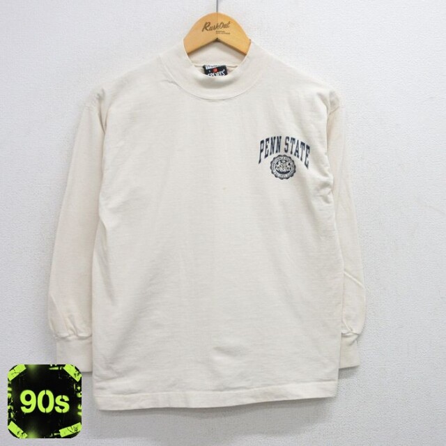 【50%OFF】90s 長袖Tシャツ PENN STATEカレッジ 生成り ベージュ M | 古着