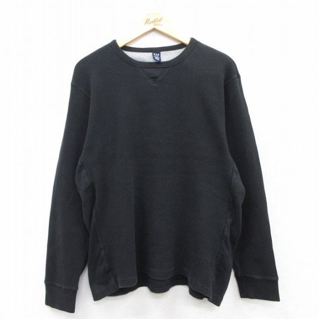 XL★古着 ギャップ GAP 長袖 ビンテージ Tシャツ メンズ 00年代 00s 無地 コットン クルーネック 黒 ブラック 【spe】 25jun30 中古