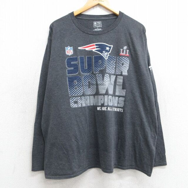 【50%OFF】NFL ニューイングランドペイトリオッツ 長袖Tシャツ アメフト グレー XL | 古着