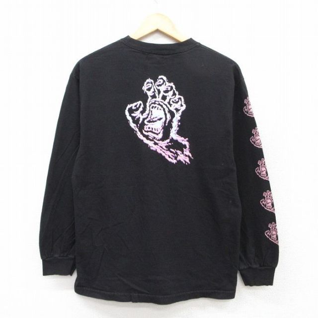 M★古着 サンタクルーズ 長袖 Tシャツ メンズ スクリーミングバンド コットン クルーネック 黒 ブラック 【spe】 25jul02 中古