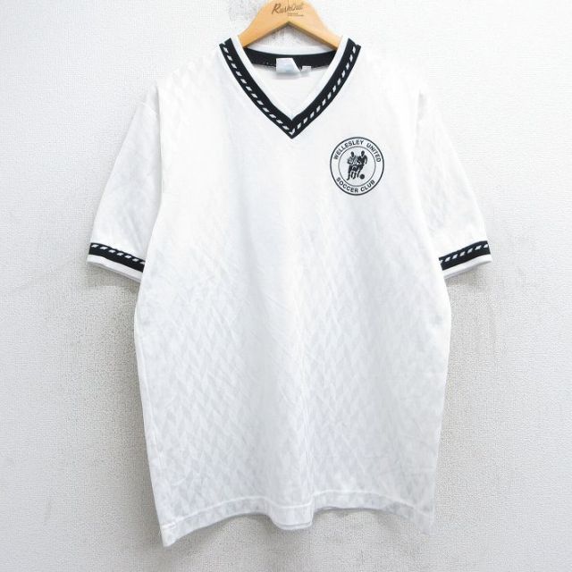 【50%OFF】ウェルスレイ 90s 半袖サッカーTシャツ Vネック ホワイト XL | 古着