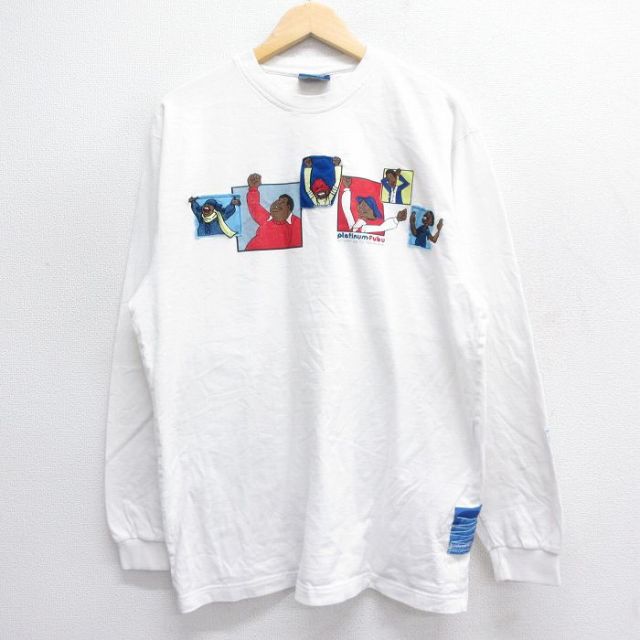 XL★古着 フブ FUBU 長袖 Tシャツ メンズ FAT ALBERT コットン クルーネック 白 ホワイト 【spe】 25jul03 中古
