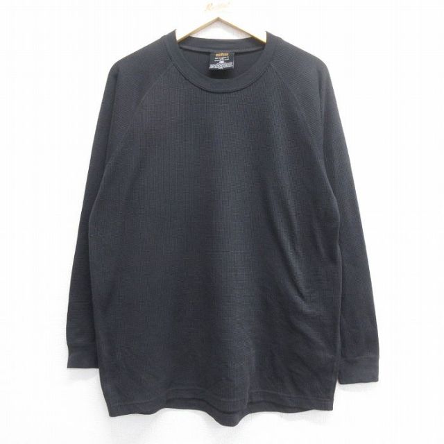 XL★古着 レッドヘッド 長袖 サーマル Tシャツ メンズ 無地 ラグラン クルーネック 黒 ブラック 25jul03 中古