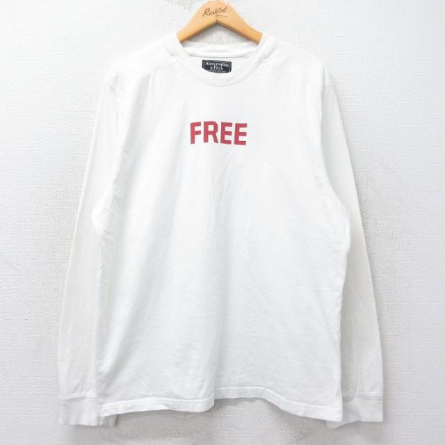 XL★古着 アバクロンビー Abercrombie&fitch 長袖 ビンテージ Tシャツ メンズ 00年代 00s FREE 大きいサイズ クルーネック 白 ホワイト 25jul03 中古