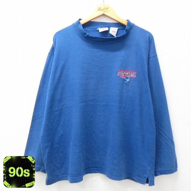 【50%OFF】90s 長袖Tシャツ ニューイングランドペイトリオッツ ブルー XL | 古着