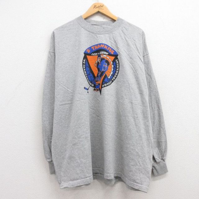 【50%OFF】90s 長袖Tシャツ アイスホッケー グレー XL | 古着