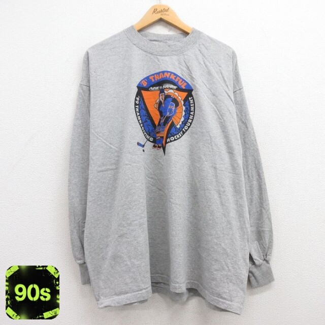 【50%OFF】90s 長袖Tシャツ アイスホッケー グレー XL | 古着