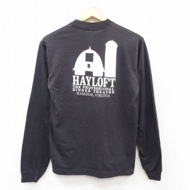 M★古着 長袖 ビンテージ Tシャツ メンズ 90年代 90s HAYLOFT クルーネック 黒 ブラック 25jul12 中古