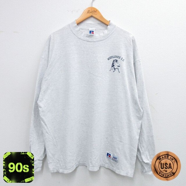 【50%OFF】ラッセル 90s 長袖Tシャツ MIDDLESEX グレー XL | 古着