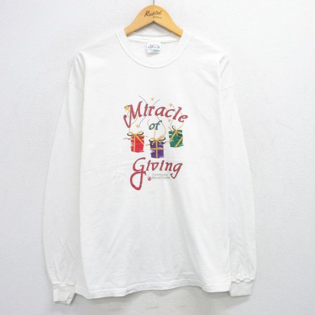 【50%OFF】ヘインズ 00s 長袖Tシャツ Miracle ホワイト XL | 古着