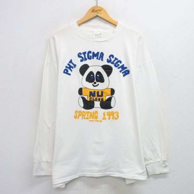 【50%OFF】TULTEX 90s 長袖Tシャツ パンダ ホワイト XL | 古着