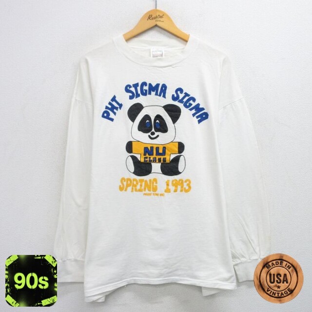 【50%OFF】TULTEX 90s 長袖Tシャツ パンダ ホワイト XL | 古着