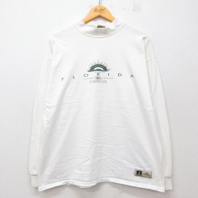 【50%OFF】ラッセル 00s 長袖Tシャツ フロリダ ホワイト XL | 古着