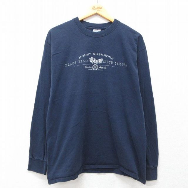 【50%OFF】00s 長袖Tシャツ ラシュモア山 ネイビー L | 古着