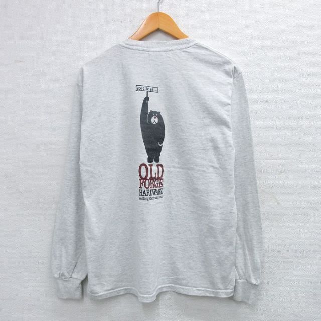 【50%OFF】00s 長袖Tシャツ クマ グレー L | 古着