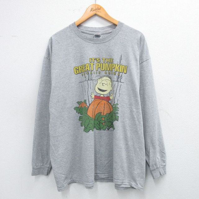 ピーナッツ 00s 長袖Tシャツ チャーリーブラウン グレー XL | 古着