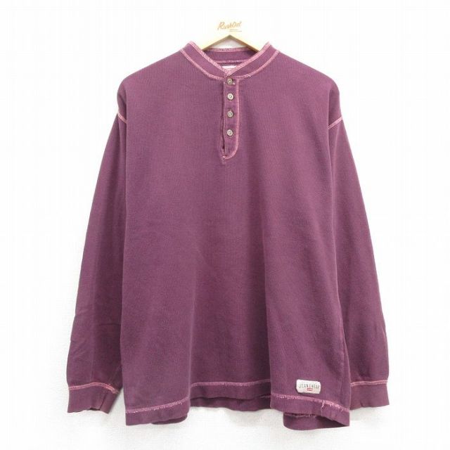XL★古着 リーバイス Levis 長袖 ビンテージ Tシャツ メンズ 00年代 00s 無地 コットン ヘンリーネック 紫 パープル 【spe】 25jul22 中古
