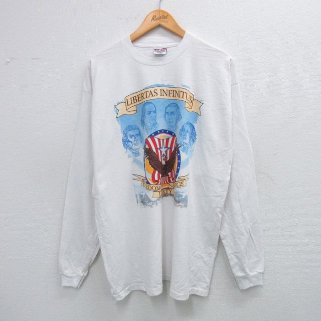 【50%OFF】00s 長袖Tシャツ トーマスジェファーソン ホワイト M | 古着