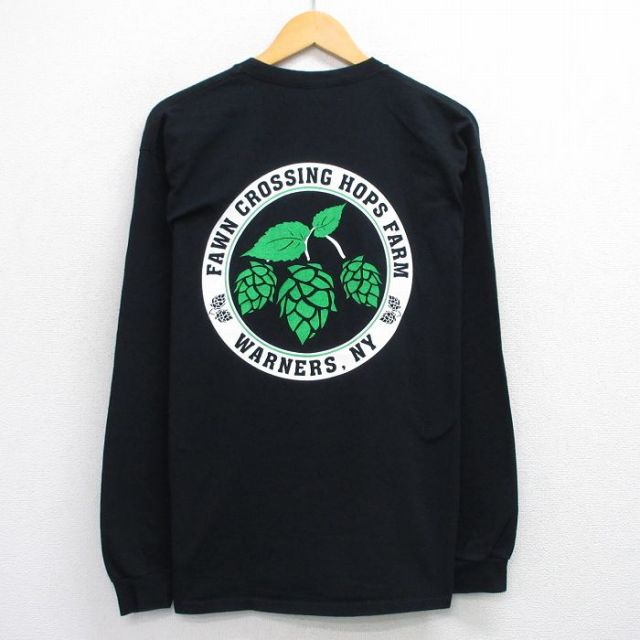 L★古着 長袖 ビンテージ Tシャツ メンズ 00年代 00s 木の実 315 コットン クルーネック 黒 ブラック 25jul29 中古