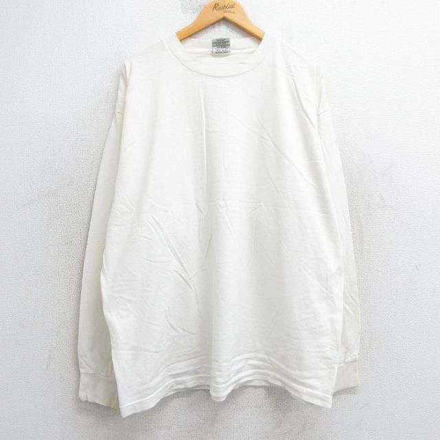 【50%OFF】XL★古着 フブ FUBU 長袖 ビンテージ Tシャツ メンズ 90年代 90s 無地 大きいサイズ コットン クルーネック USA製 生成り 【spe】 25jul29 中古