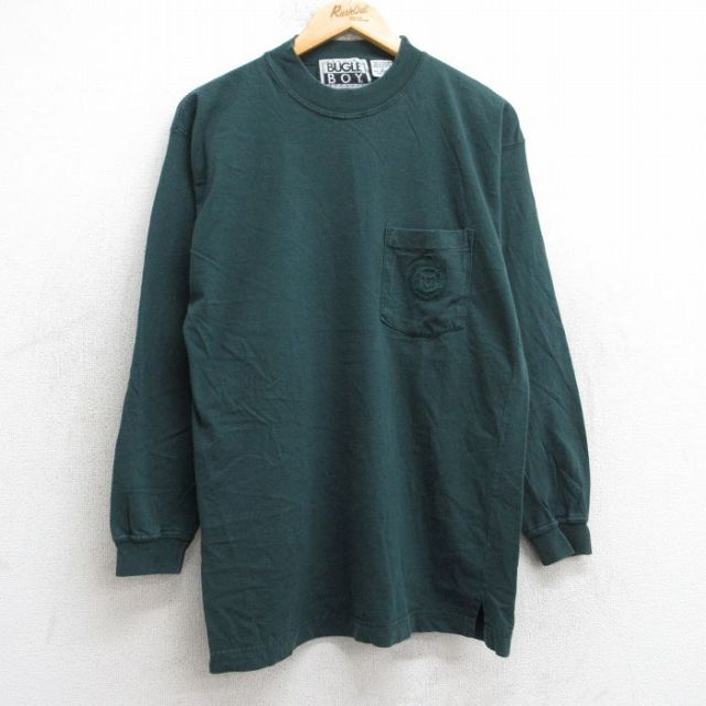 【50%OFF】ビューグルボーイ 90s 長袖Tシャツ ワンポイントロゴ グリーン L | 古着