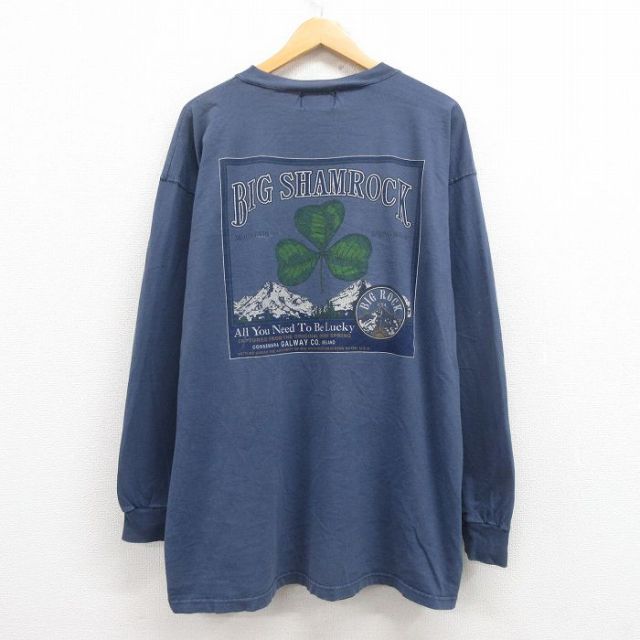 90s 長袖Tシャツ クローバー ネイビー XL | 古着