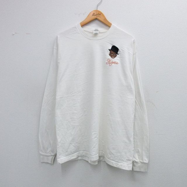 XL★古着 長袖 Tシャツ メンズ Stymie コットン クルーネック 白 ホワイト 25aug02 中古