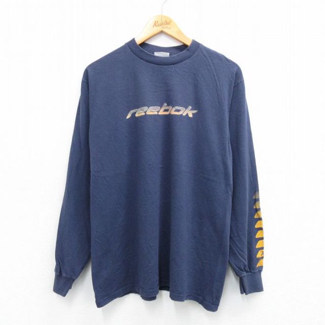リーボック 00s 長袖Tシャツ ビッグロゴ ネイビー L | 古着