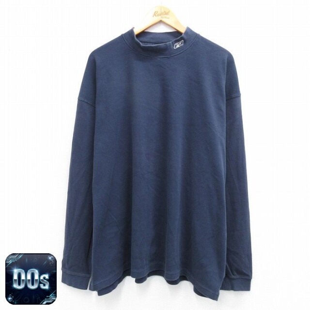 リーボック 00s 長袖Tシャツ ワンポイントロゴ ネイビー XL | 古着