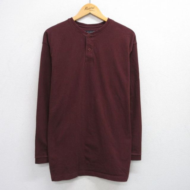 【50%OFF】00s 長袖Tシャツ ヘンリーネック バーガンディ XL | 古着